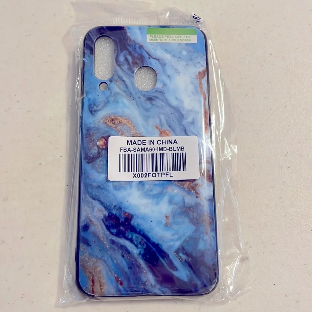 NWT Samsung A60/M40 Blue Marble Cellphone Case